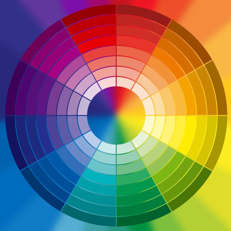 Standard color wheel depicting different saturation levels.