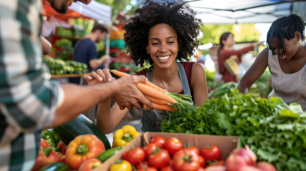 Woman at farmers market.