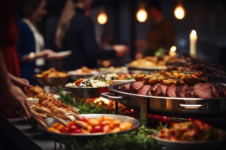 Catering display of buffet style food