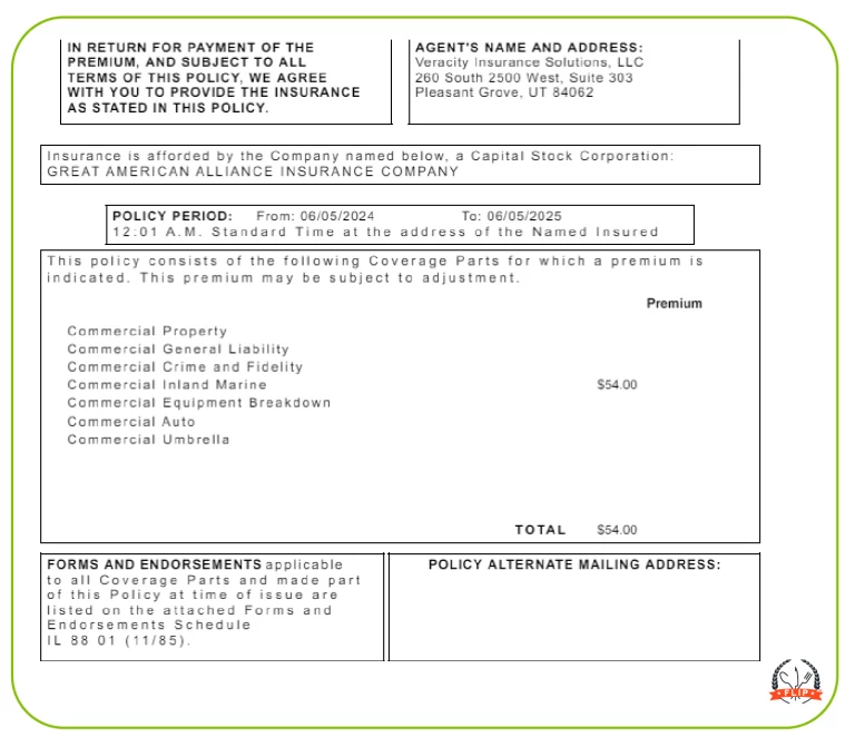 Example of first party claim.